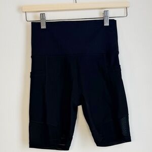 Aerie Black Athletic Compression Shorts w/Mesh Hem Detail and Pockets each Side